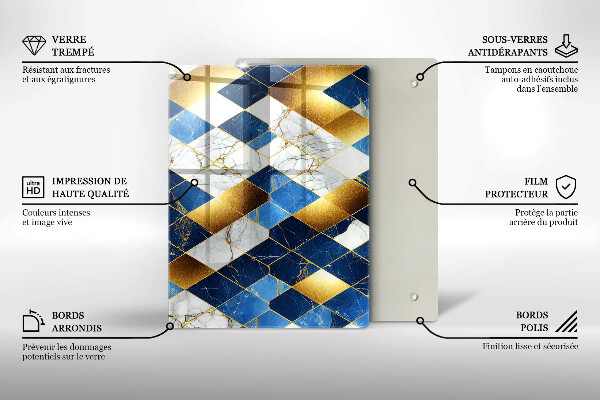 Zaščitna plošča za štedilnik Zlati marmorni rombi