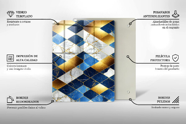 Zaščitna plošča za štedilnik Zlati marmorni rombi