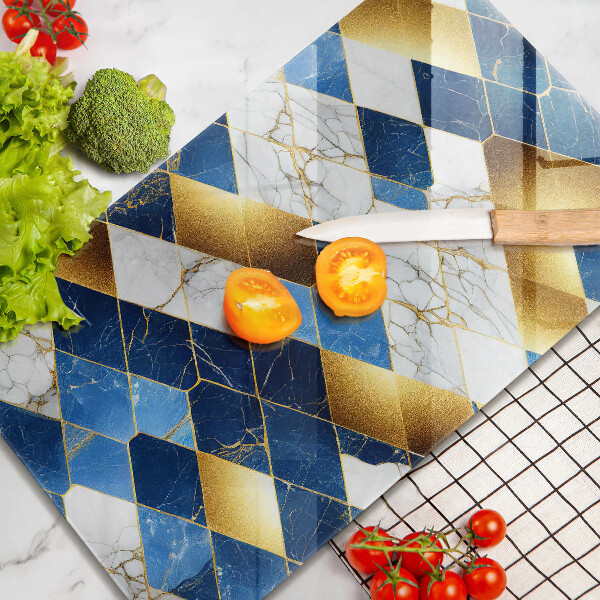Zaščitna plošča za štedilnik Zlati marmorni rombi