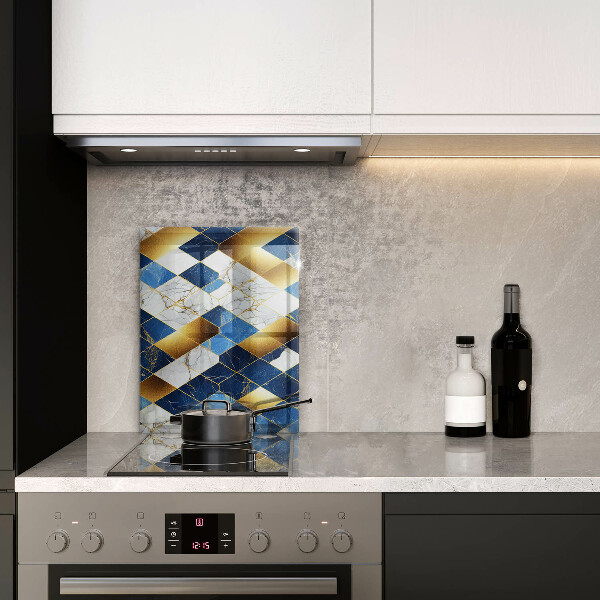 Zaščitna plošča za štedilnik Zlati marmorni rombi