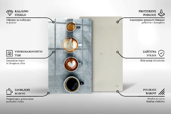 Zaščitna steklena plošča za štedilnik Kuhinja - skodelice za kavo
