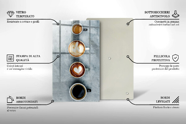 Zaščitna steklena plošča za štedilnik Kuhinja - skodelice za kavo