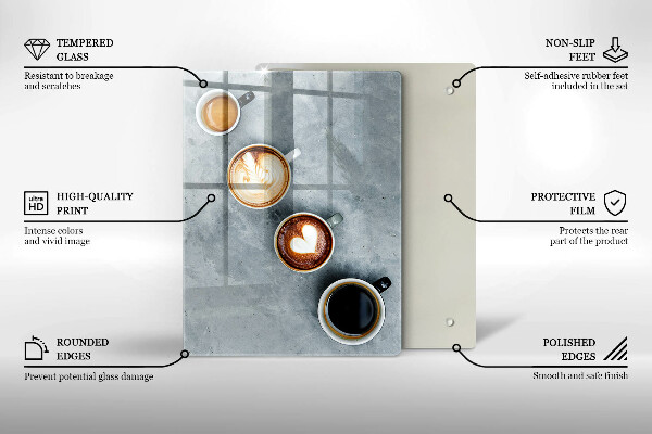 Zaščitna steklena plošča za štedilnik Kuhinja - skodelice za kavo