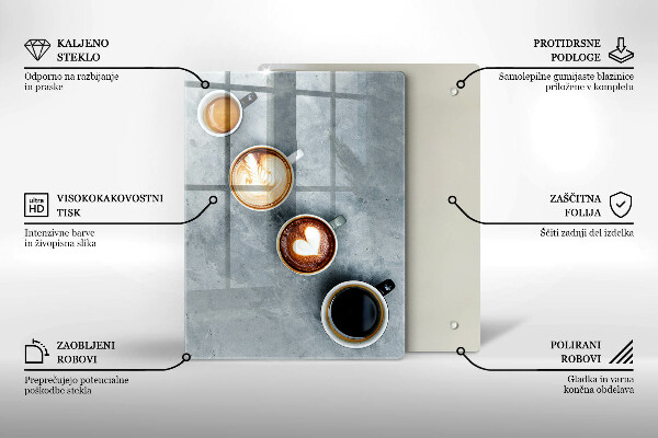Zaščitna steklena plošča za štedilnik Kuhinja - skodelice za kavo