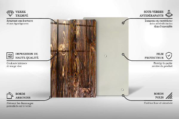 Zaščitna steklena plošča za štedilnik Tekstura lesa