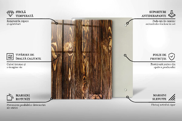 Zaščitna steklena plošča za štedilnik Tekstura lesa
