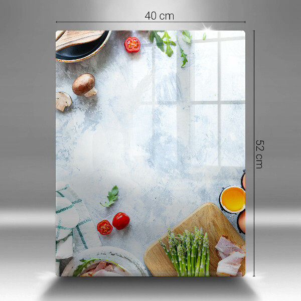 Zaščitna steklena plošča za štedilnik Sestavine v kuhinji