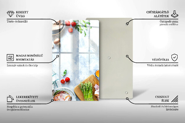 Zaščitna steklena plošča za štedilnik Sestavine v kuhinji