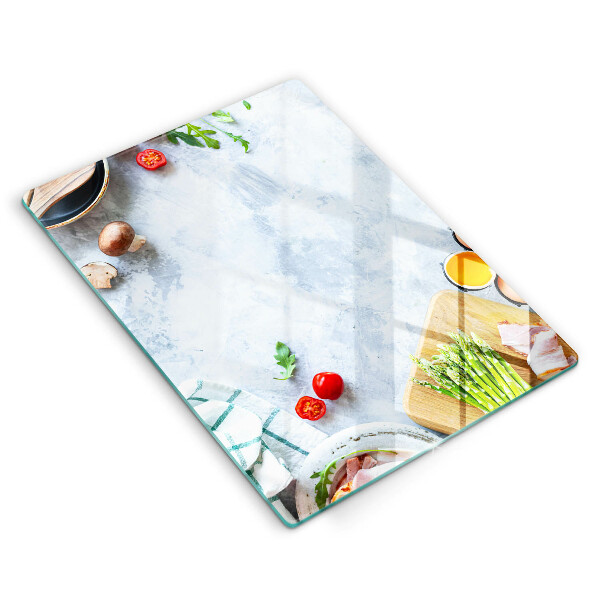 Zaščitna steklena plošča za štedilnik Sestavine v kuhinji