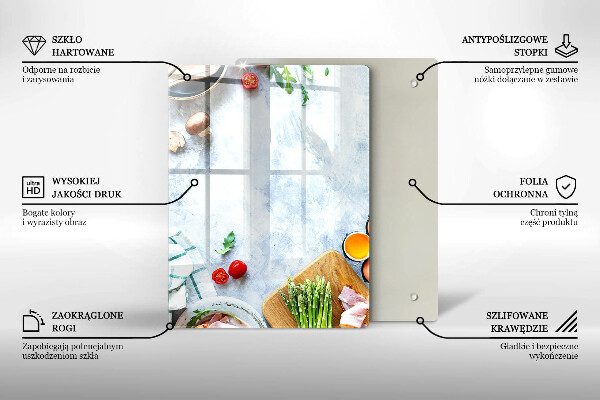 Zaščitna steklena plošča za štedilnik Sestavine v kuhinji