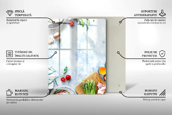 Zaščitna steklena plošča za štedilnik Sestavine v kuhinji