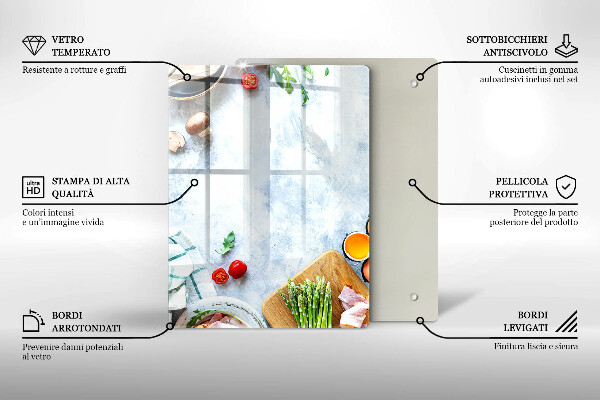 Zaščitna steklena plošča za štedilnik Sestavine v kuhinji