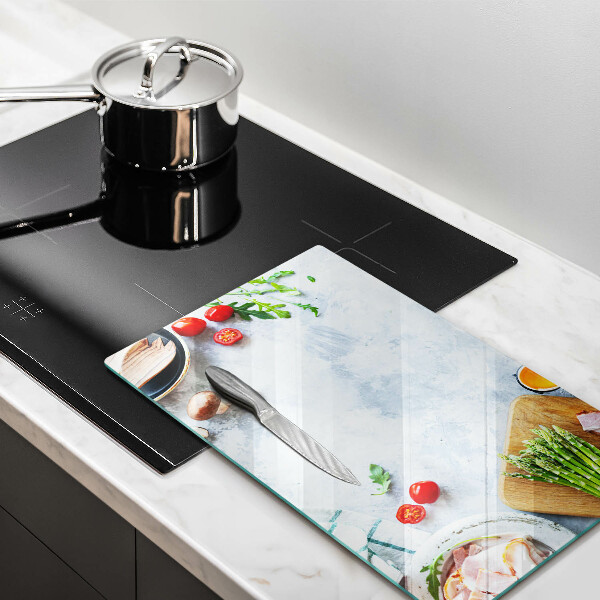 Zaščitna steklena plošča za štedilnik Sestavine v kuhinji