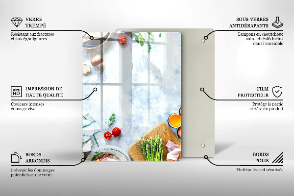 Zaščitna steklena plošča za štedilnik Sestavine v kuhinji