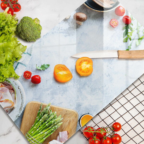 Zaščitna steklena plošča za štedilnik Sestavine v kuhinji