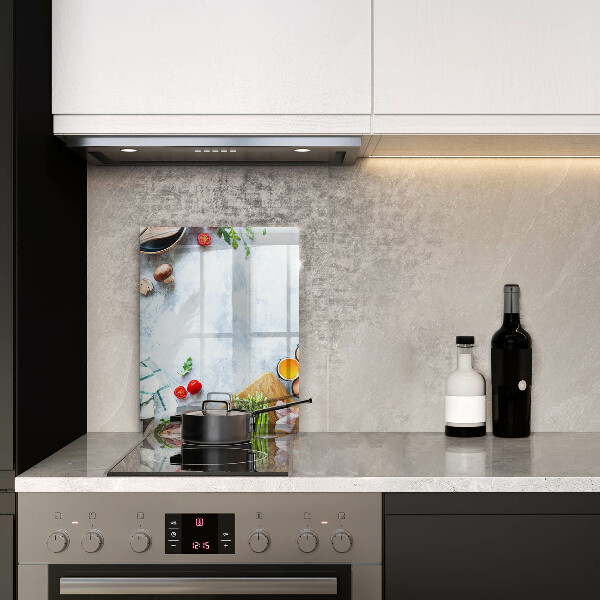 Zaščitna steklena plošča za štedilnik Sestavine v kuhinji