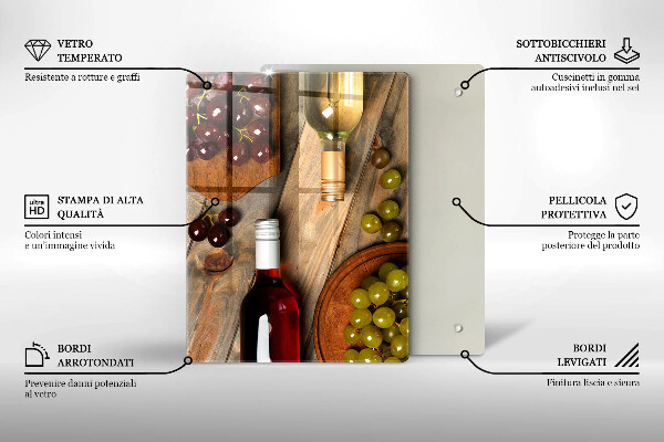 Zaščitna plošča za štedilnik Vinske steklenice in grozdje