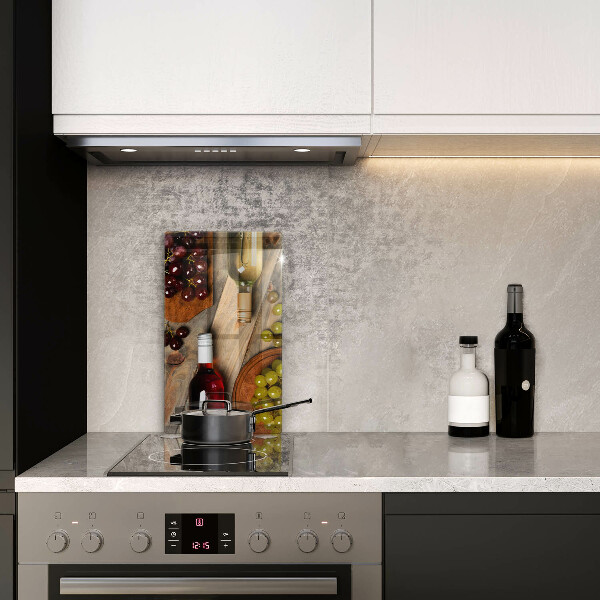 Zaščitna plošča za štedilnik Vinske steklenice in grozdje