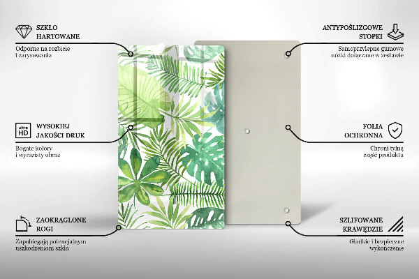 Zaščitna steklena plošča za štedilnik Akvarelni boho listi