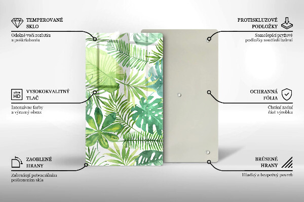 Zaščitna steklena plošča za štedilnik Akvarelni boho listi