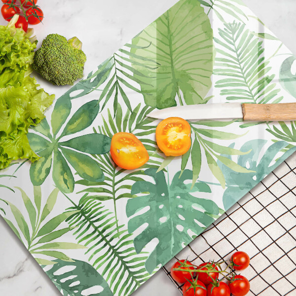 Zaščitna steklena plošča za štedilnik Akvarelni boho listi