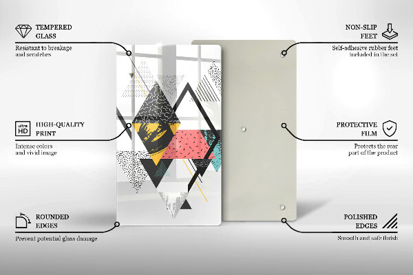 Zaščitna steklena plošča za štedilnik Abstraktni trikotniki