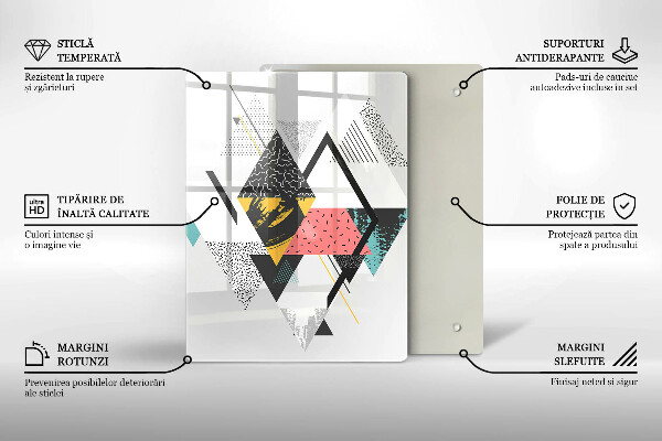 Zaščitna steklena plošča za štedilnik Abstraktni trikotniki