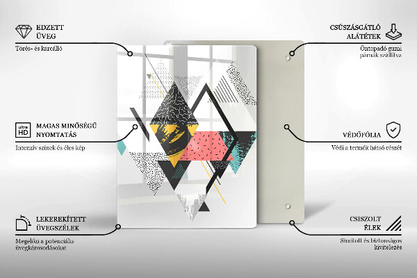 Zaščitna steklena plošča za štedilnik Abstraktni trikotniki