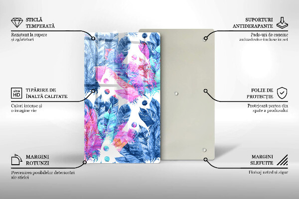 Zaščitna plošča za štedilnik Boho ilustracija perja