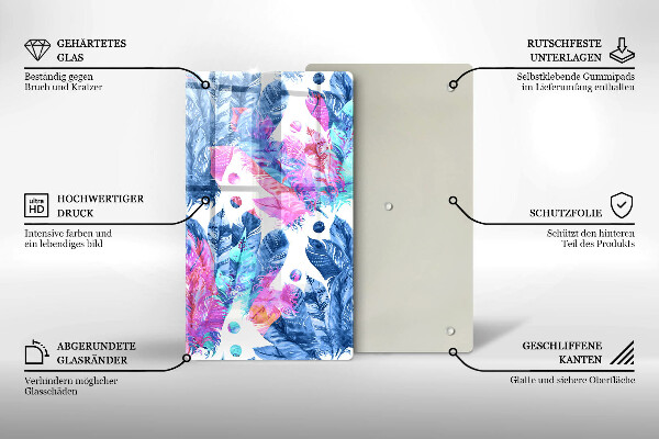 Zaščitna plošča za štedilnik Boho ilustracija perja