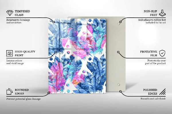 Zaščitna plošča za štedilnik Boho ilustracija perja