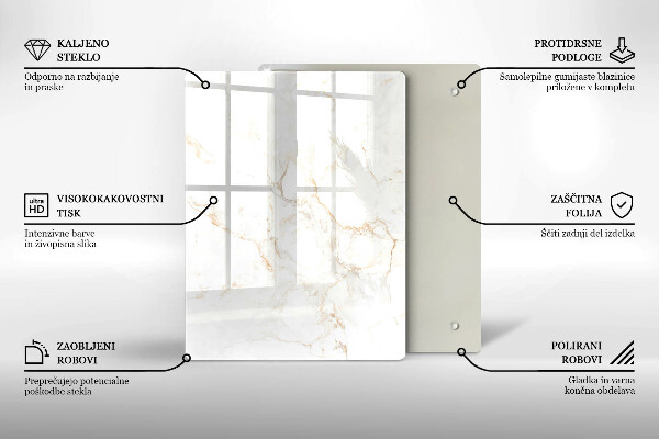 Zaščitna steklena plošča za štedilnik Eleganten marmorni kamen