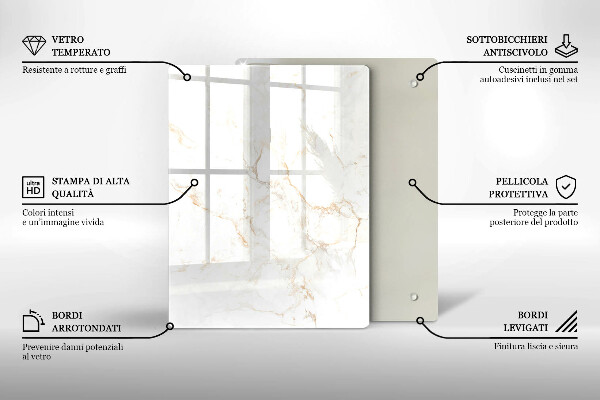 Zaščitna steklena plošča za štedilnik Eleganten marmorni kamen