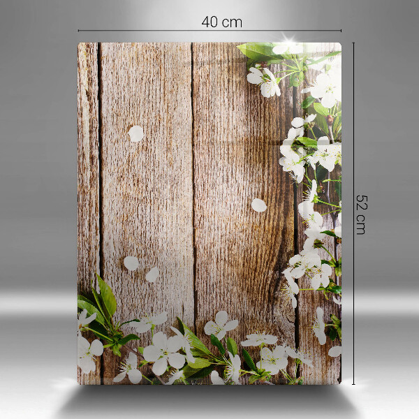 Zaščitna plošča za štedilnik Bele rože na deskah