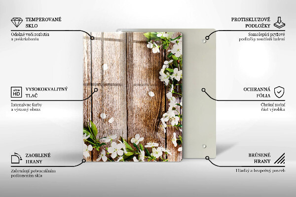 Zaščitna plošča za štedilnik Bele rože na deskah