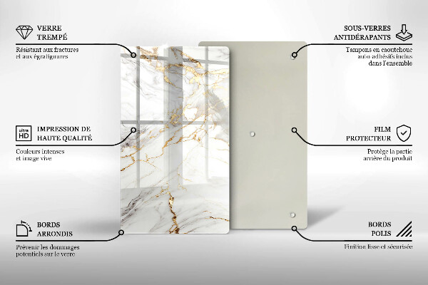Zaščitna plošča za štedilnik Svetel marmor z zlatom
