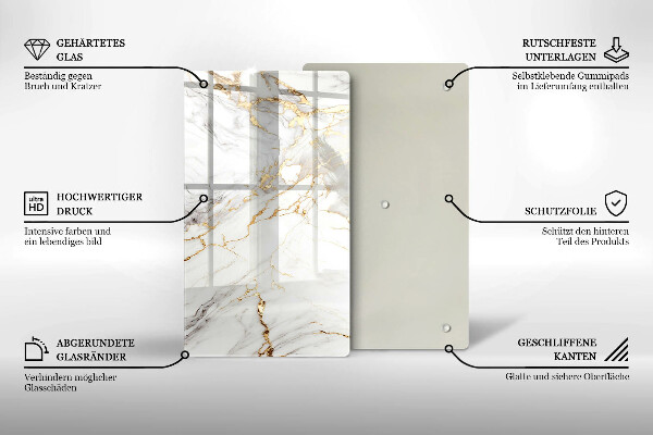Zaščitna plošča za štedilnik Svetel marmor z zlatom