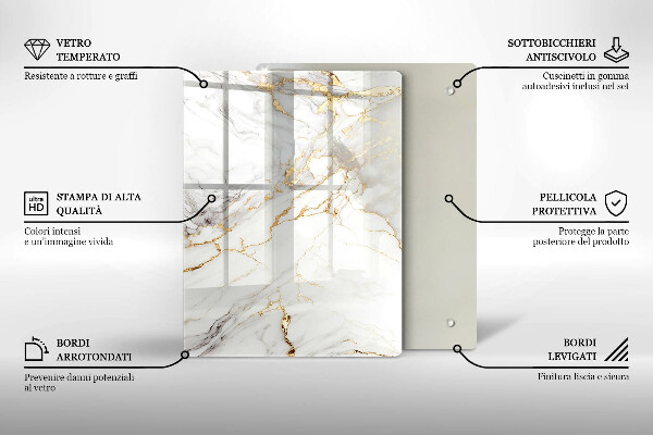 Zaščitna plošča za štedilnik Svetel marmor z zlatom