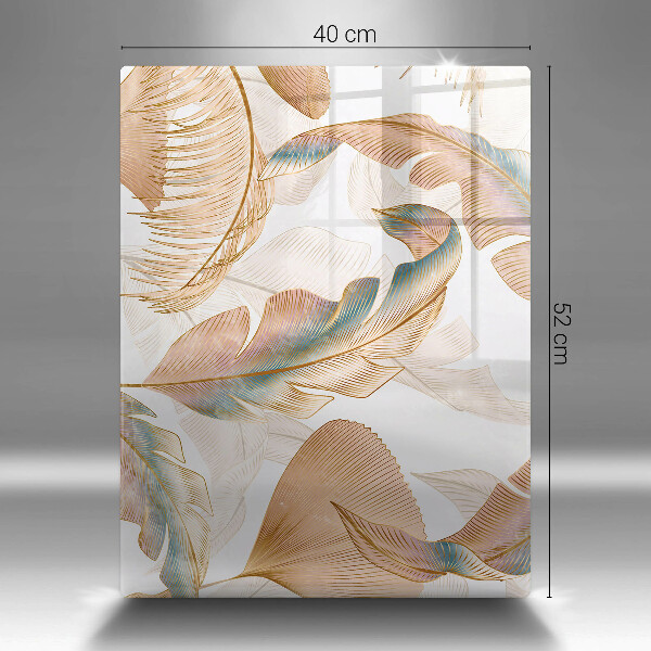 Zaščitna plošča za štedilnik Boho perje in listi