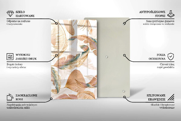 Zaščitna plošča za štedilnik Boho perje in listi