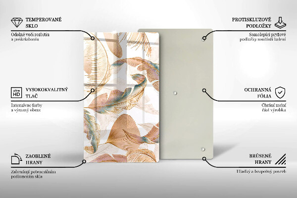 Zaščitna plošča za štedilnik Boho perje in listi