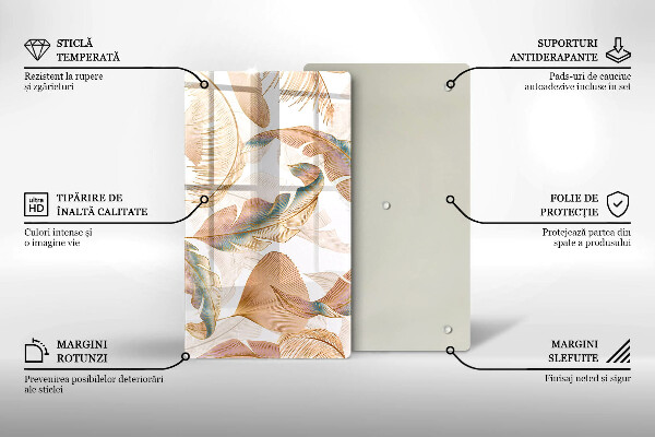 Zaščitna plošča za štedilnik Boho perje in listi