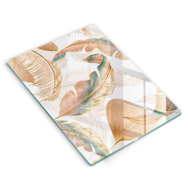 Zaščitna plošča za štedilnik Boho perje in listi