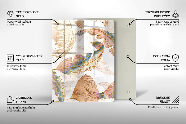 Zaščitna plošča za štedilnik Boho perje in listi