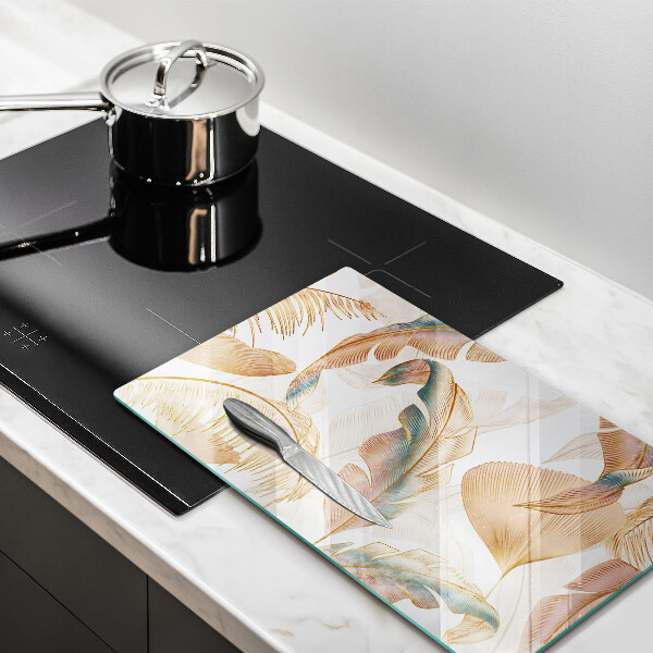 Zaščitna plošča za štedilnik Boho perje in listi