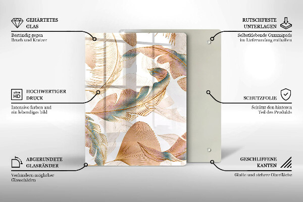 Zaščitna plošča za štedilnik Boho perje in listi