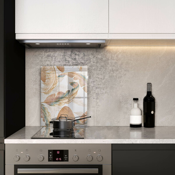 Zaščitna plošča za štedilnik Boho perje in listi