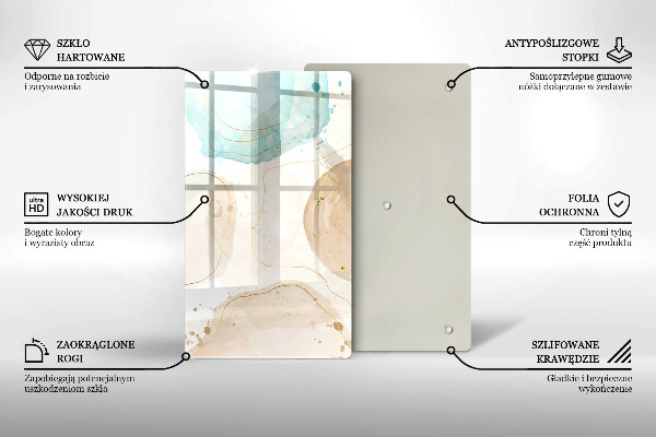 Zaščitna steklena plošča za štedilnik Boho lise in zlato