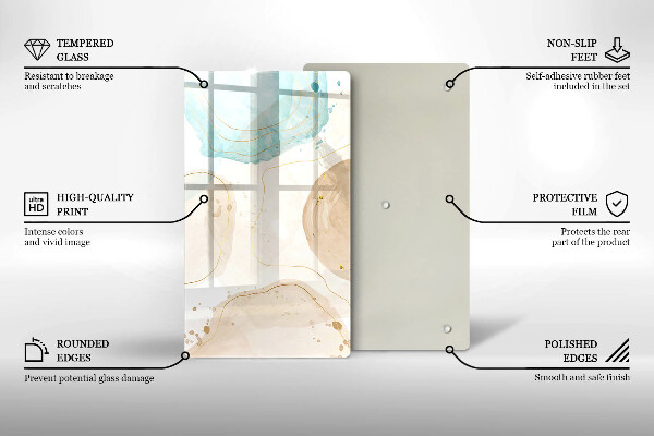 Zaščitna steklena plošča za štedilnik Boho lise in zlato