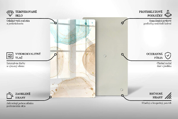 Zaščitna steklena plošča za štedilnik Boho lise in zlato